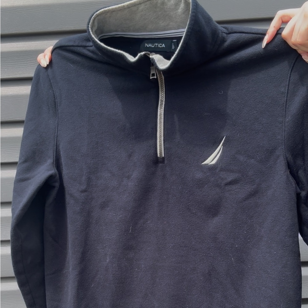 Nautica Blue Zip Up Sweater with Sailboat Logo